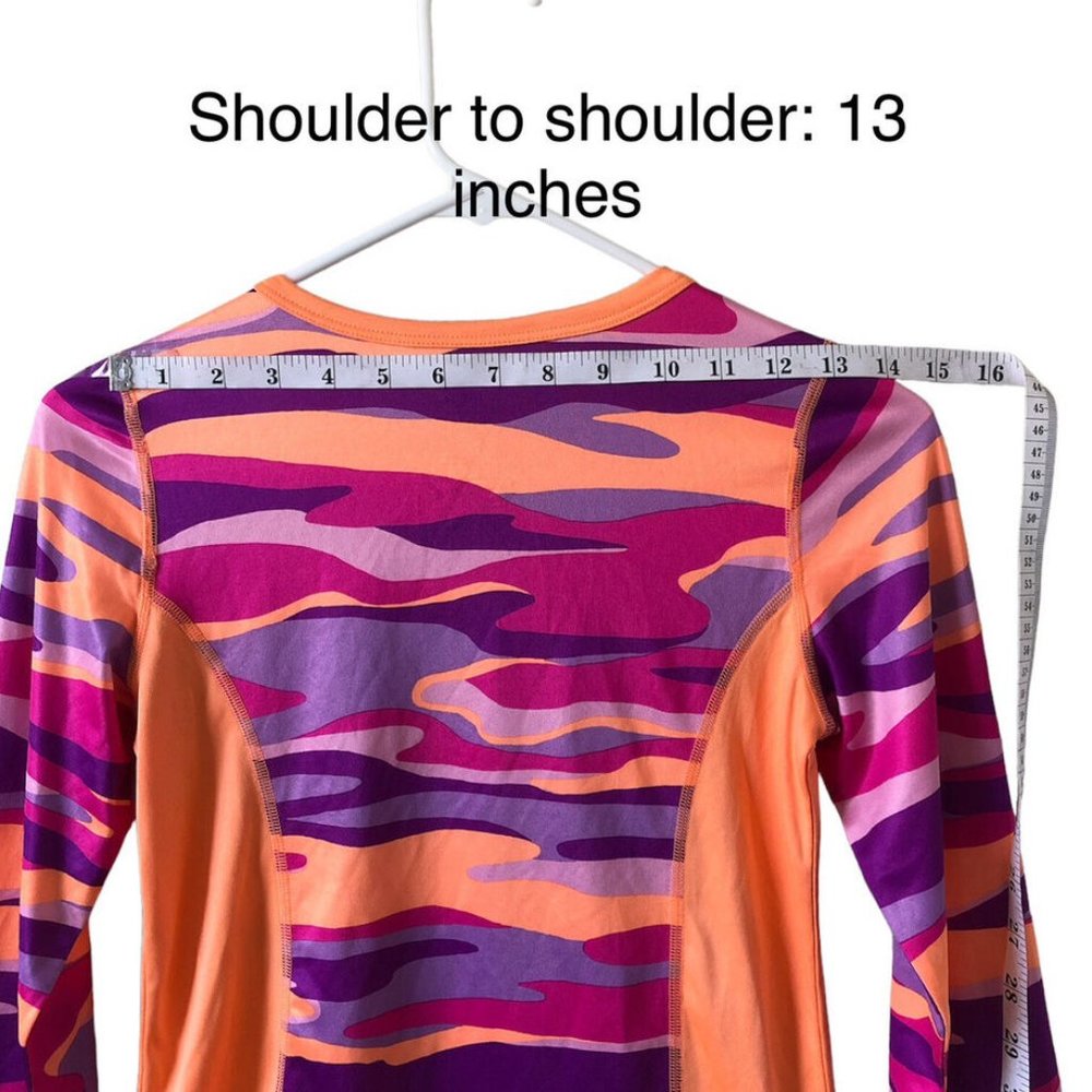 Danskin Now Drimore Girls Semi-Fitted Active Wear Top Orange Camo Size Large - Picture 4 of 8